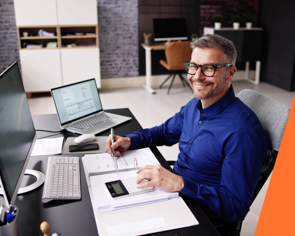 An accountant reviewing a clients mortgage affordability